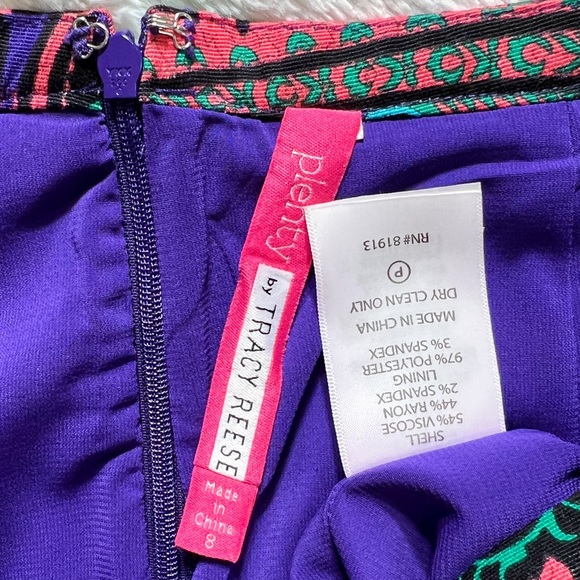 Anthropologie Tracy Reese Colorful Teal Pink Black Scroll Paisley Pencil Skirt 8 - Picture 13 of 14